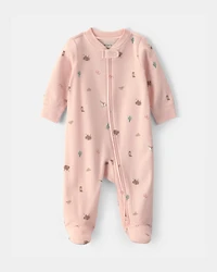 Baby Girl Western 100% Cotton 2-Way Zip Sleeper - Pink