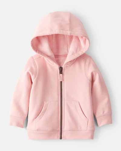 Baby Girl Long-Sleeve Hooded Zip-Up Jacket - Pink