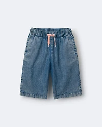 Toddler Girl Wide-Leg Cropped Pant Chambray