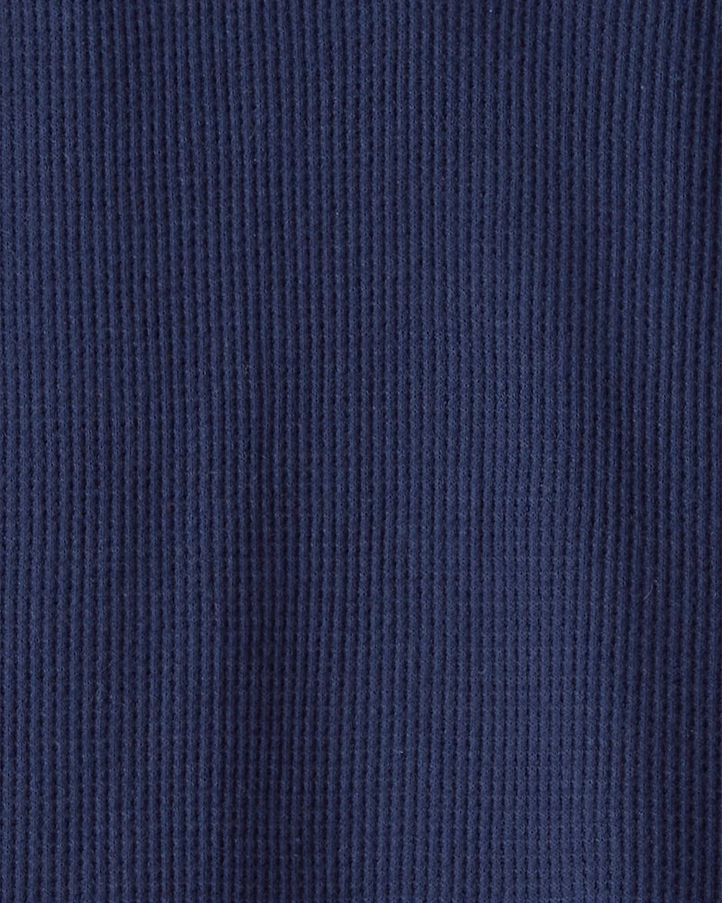 Boys Stripe Thermal Long-Sleeve Henley T-Shirt - Navy