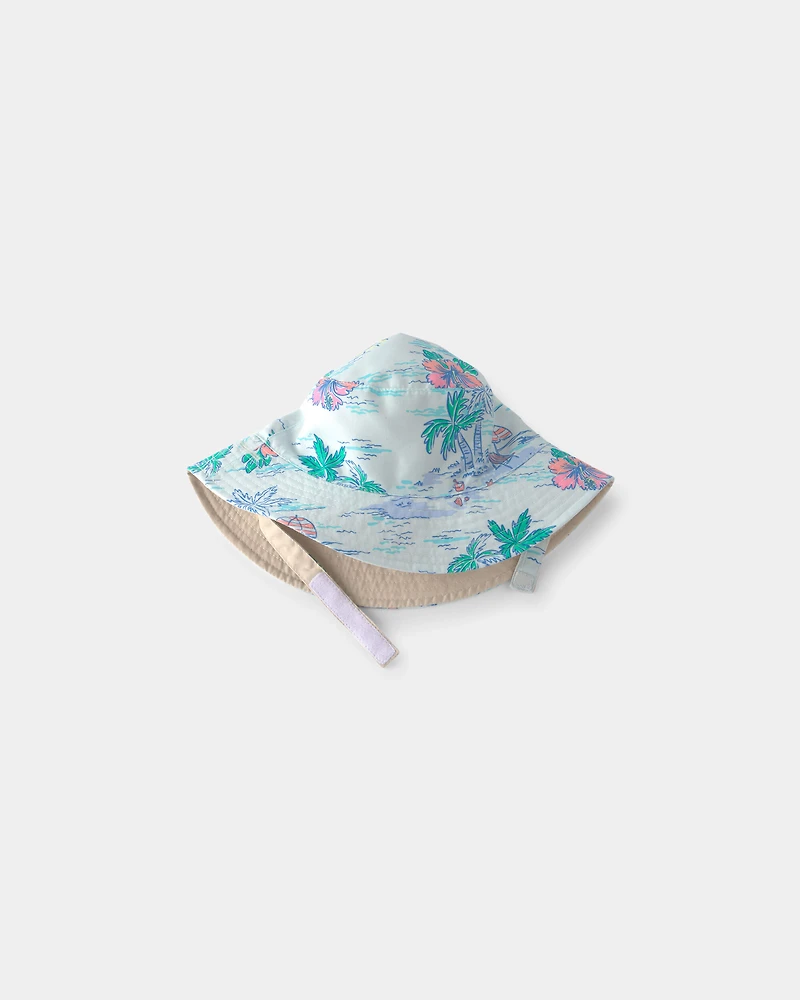 Baby Boy Tropical Print/Green Reversible Swim Hat