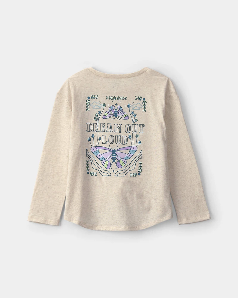 Girls Butterfly Long-Sleeve Top - Ivory