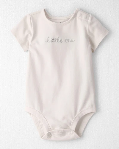 Baby 'Little One' Organic Cotton Embroidered Bodysuit Ivory