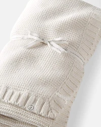 Baby Organic Cotton Textured Knit Blanket in Cream
