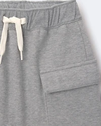 Toddler Boy French Terry Cargo Short with Pockets - Grey