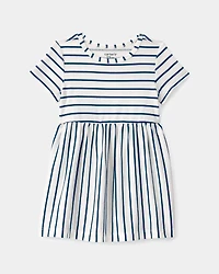 Baby Girl Striped Short-Sleeve Dress - Blue/Ivory