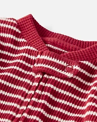 Baby Organic Cotton Waffle Knit Striped Sleep & Play Pajamas