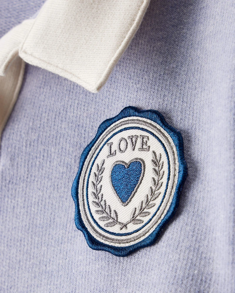 Girls 2-Piece French Terry Long-Sleeve Tee & Pant Set - Blue