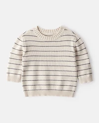 Baby Boy 2-Piece Stripe Sweater & Overall Set - Grey