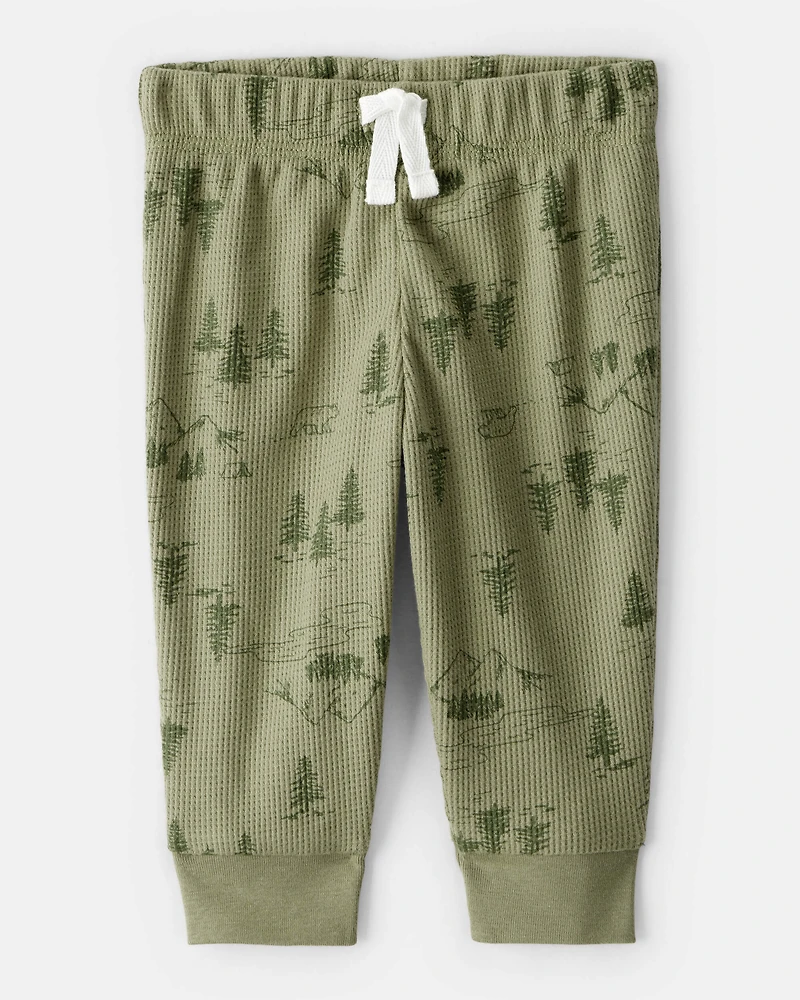 Baby Boy 2-Piece Mountain Thermal Bodysuit & Pant Set - Green