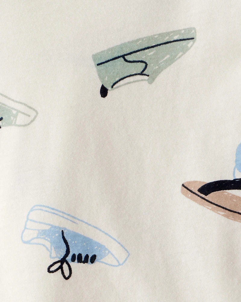 Baby Boy Sneakers Print Fleece Sweatshirt - Cream