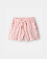 Girls Palm Tree Gauze Shorts - Pink