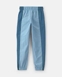 Girls Striped Drawstring Joggers - Blue