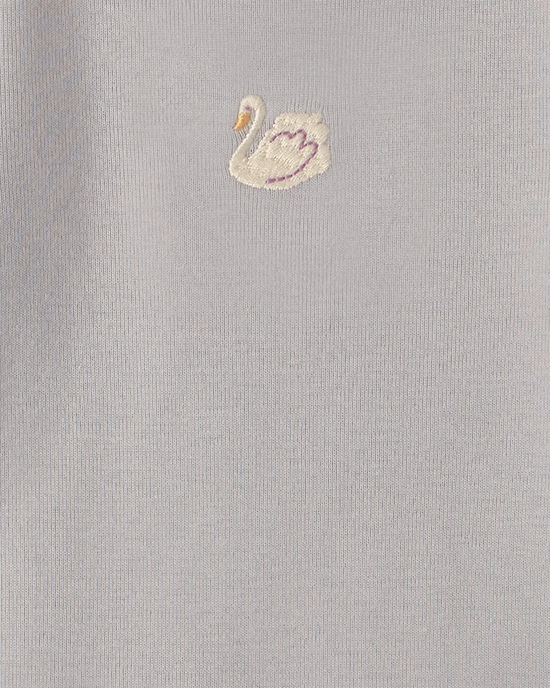 Baby Girl 4-Pack Swan Floral Long-Sleeve Bodysuits - Grey/Purple/Ivory