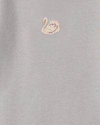 Baby Girl 4-Pack Swan Floral Long-Sleeve Bodysuits - Grey/Purple/Ivory