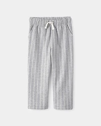 Toddler Striped French Terry Pants - Grey/White