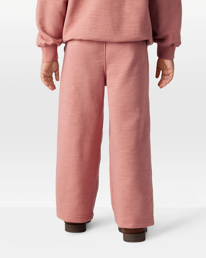 Toddler Girl 100% Cotton Wide-Leg Pants - Pink