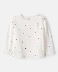 Toddler Girl Winter Print Long-Sleeve Top - White