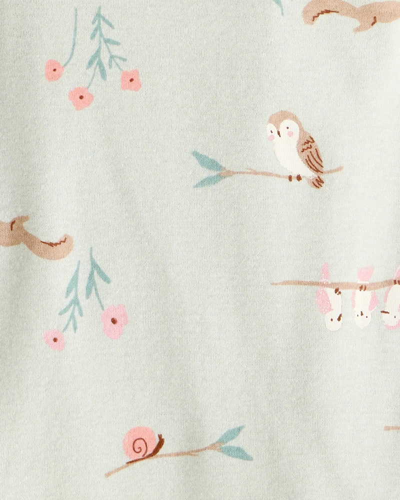 Baby Girl 4-Pack Owl Print Cotton Long-Sleeve Multipack Bodysuits - Green/Pink/White