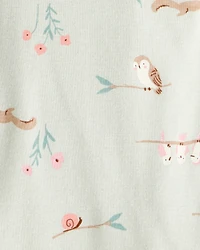 Baby Girl 4-Pack Owl Print Cotton Long-Sleeve Multipack Bodysuits - Green/Pink/White