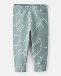 Baby Girl Cotton Heart Stretch Leggings - Green
