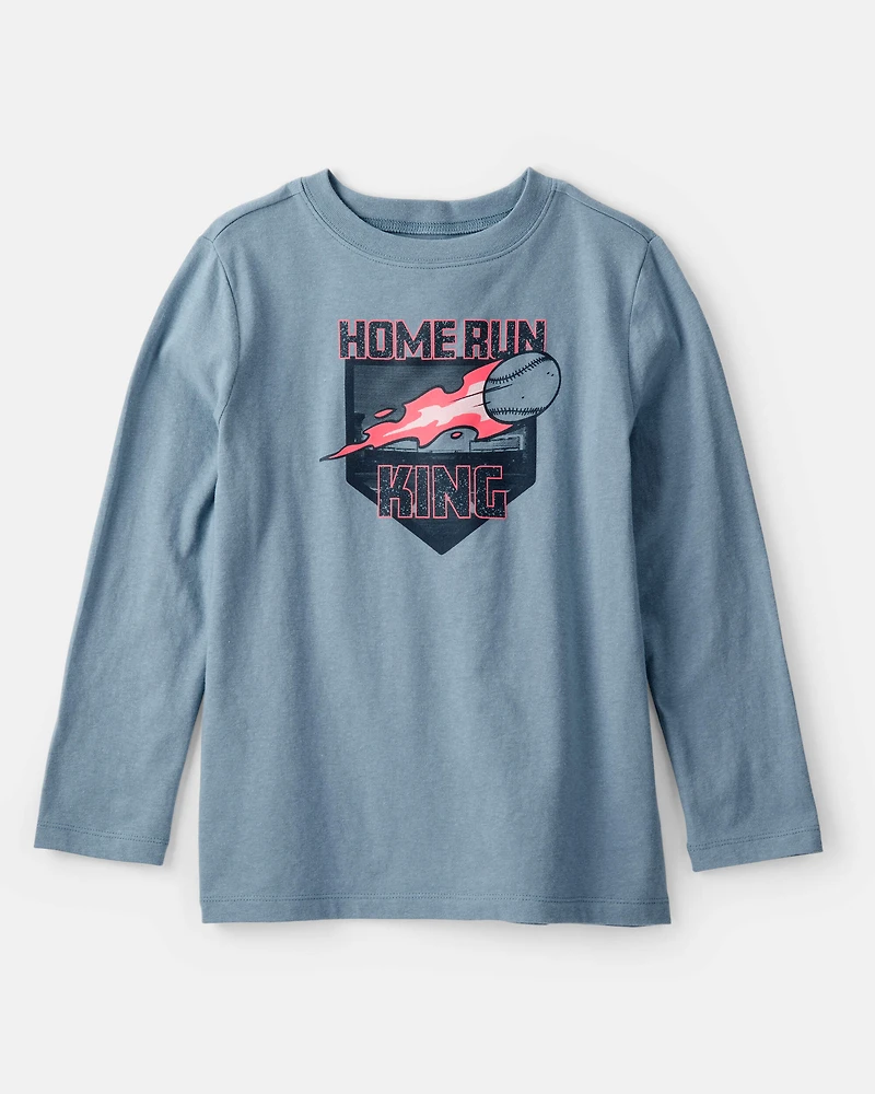 Boys Baseball Long-Sleeve Graphic Tee - Blue