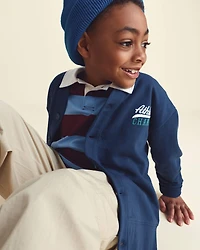 Boys 'Athletic Champs' Game Day French Terry Cardigan - Navy Blue