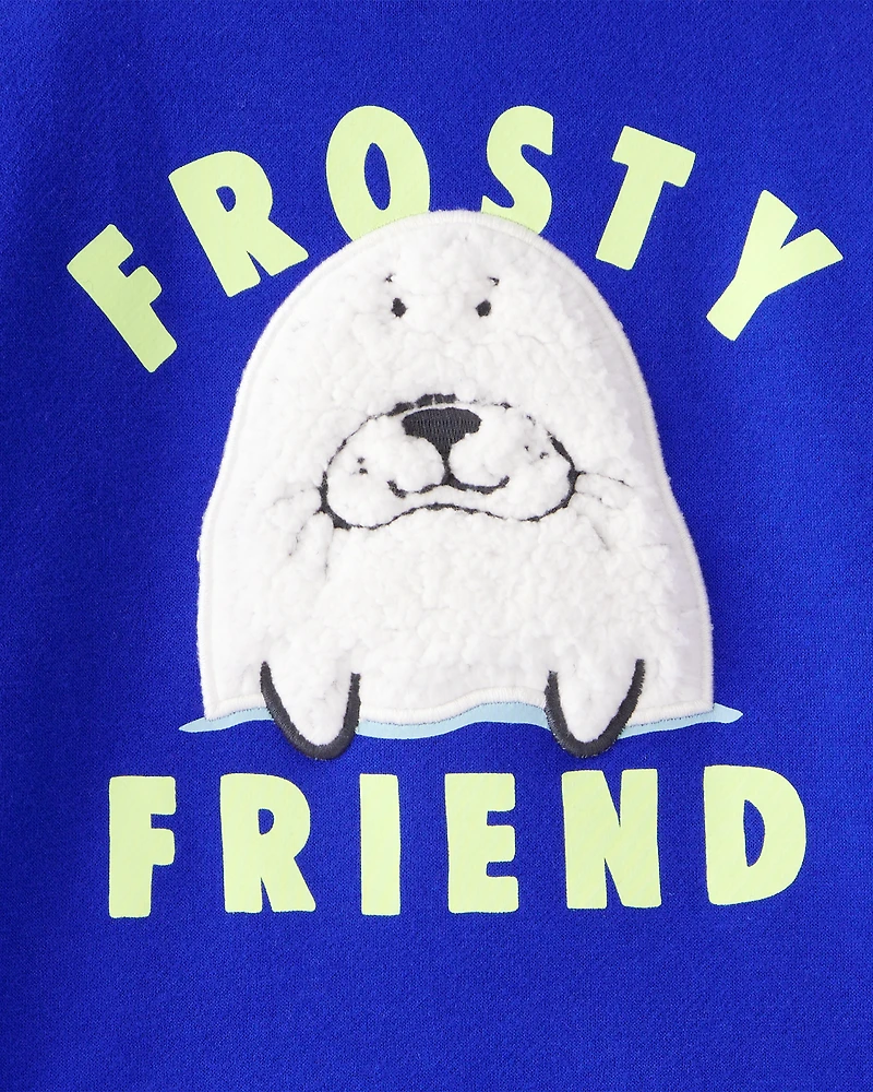 Toddler Boy Seal Pullover Sweatshirt - Blue