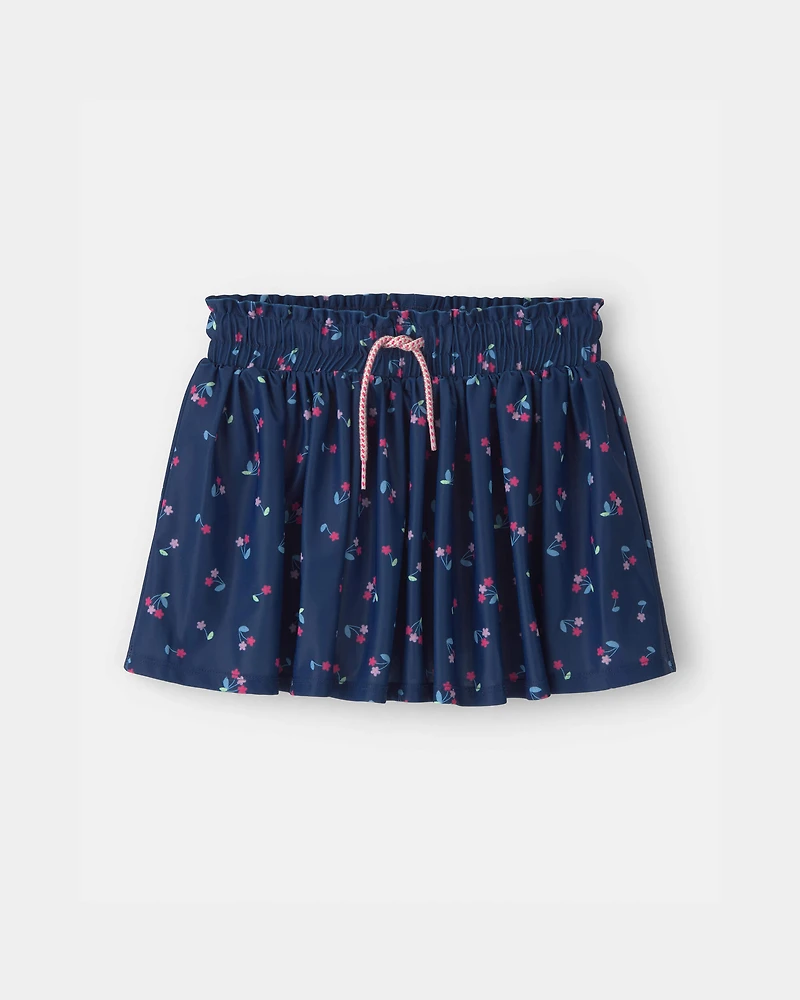 Girls Floral Active Skort - Navy