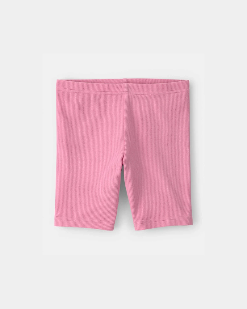 Girls Solid Bike Shorts - Pink