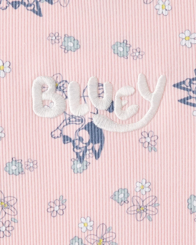 Toddler Girl Bluey Floral Print Short-Sleeve Graphic Tee - Pink
