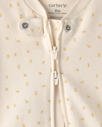 Baby Girl Bee 100% Cotton 2-Way Zip Sleeper - Cream