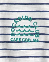 Boys Nautical Striped Graphic Tee - Blue/Ivory