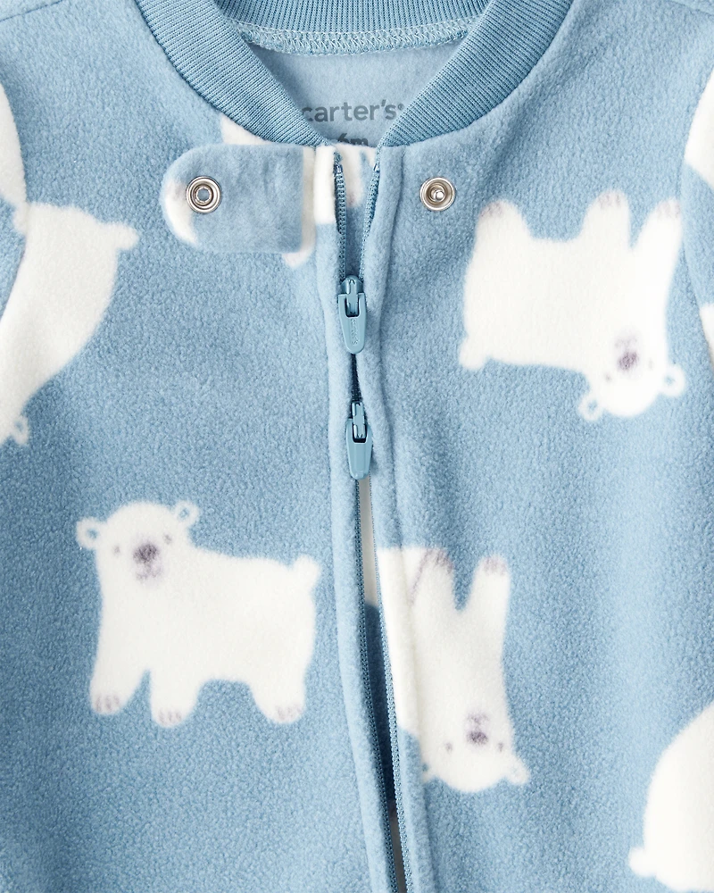 Baby Boy Polar Bear Loose Fit Long-Sleeve Sleeper - Blue