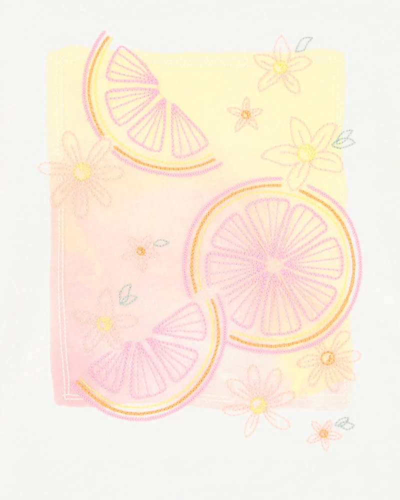 Kid Short-Sleeve Lemon Fashion Top - Ivory