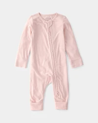 Baby Girl 2-Way Zip PurelySoft Sleeper - Light Pink