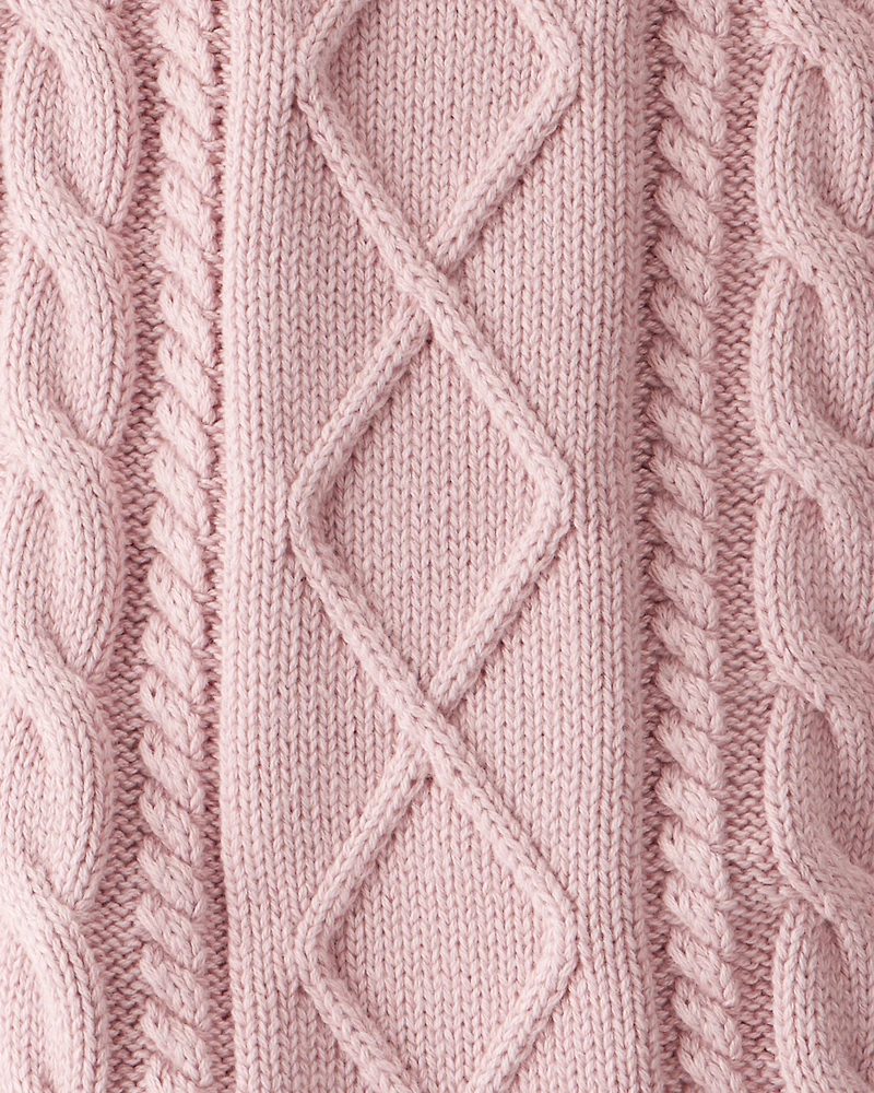 Baby Girl Organic Cotton Cable Knit Overalls