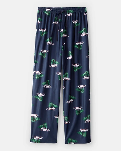 Adult Christmas Cars Loose Fit Pyjama Bottoms- Navy