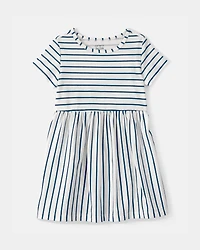 Toddler Girl Striped Short-Sleeve Dress - Blue/Ivory