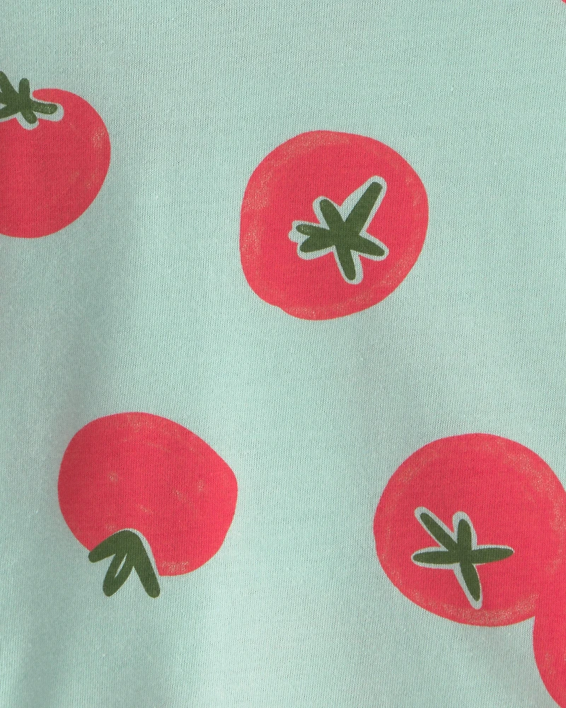 Baby Tomato Print Graphic Tee - Green