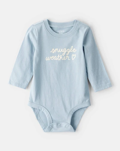 Baby Girl Snuggle Weather Long-Sleeve Graphic Bodysuit - Blue