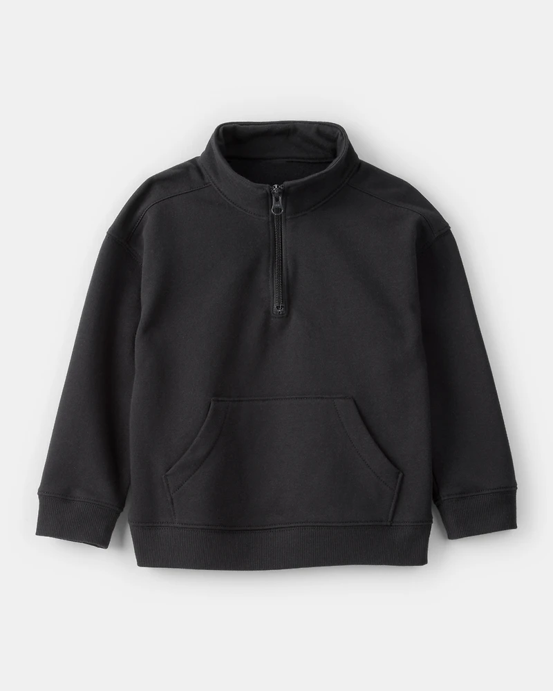 Toddler Boy Solid Fleece Quarter Zip Sweatshirt - Black