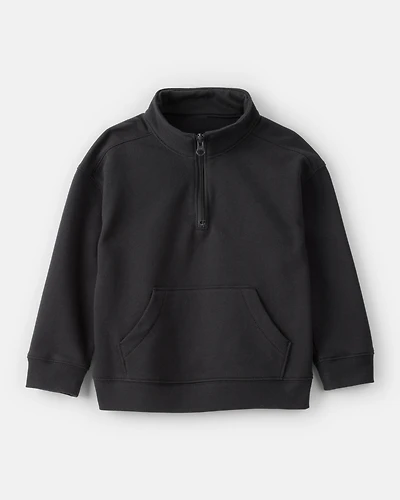 Toddler Boy Solid Fleece Quarter Zip Sweatshirt - Black