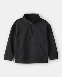 Toddler Boy Solid Fleece Quarter Zip Sweatshirt - Black