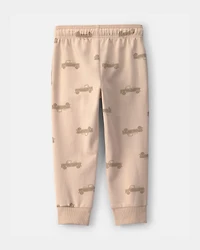 Toddler Boy Truck French Terry Joggers - Beige