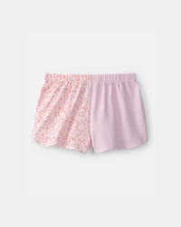 Girls Floral Stripe Short-Sleeve Loose Fit 2-Piece pyjama Set - Pink