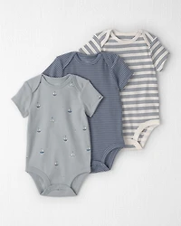 Baby 3-Pack Organic Cotton Bodysuits Sail Away Print