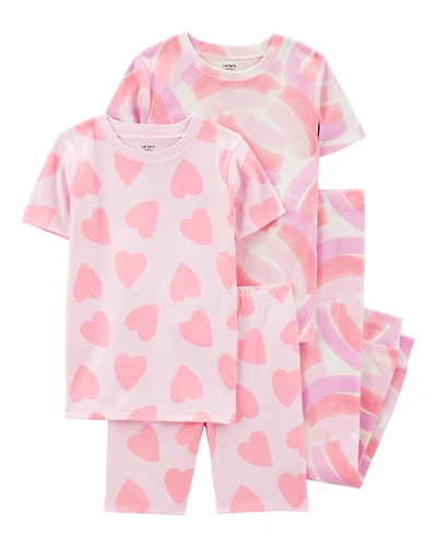 Kid 4-Piece Rainbow Heart 100% Snug Fit Cotton Pyjamas
