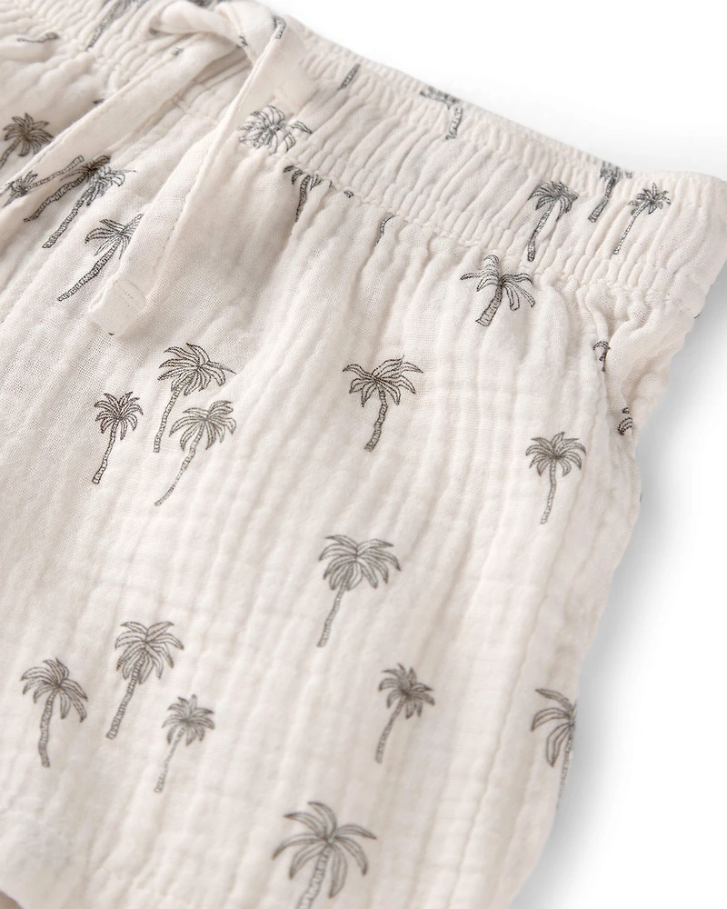 Baby Boy 2-Piece Gauze Top & Short Set Palm Trees
