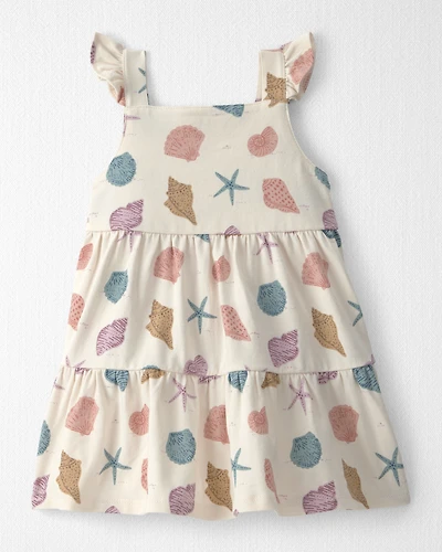 Baby Girl Organic Cotton Tiered Dress Seashells